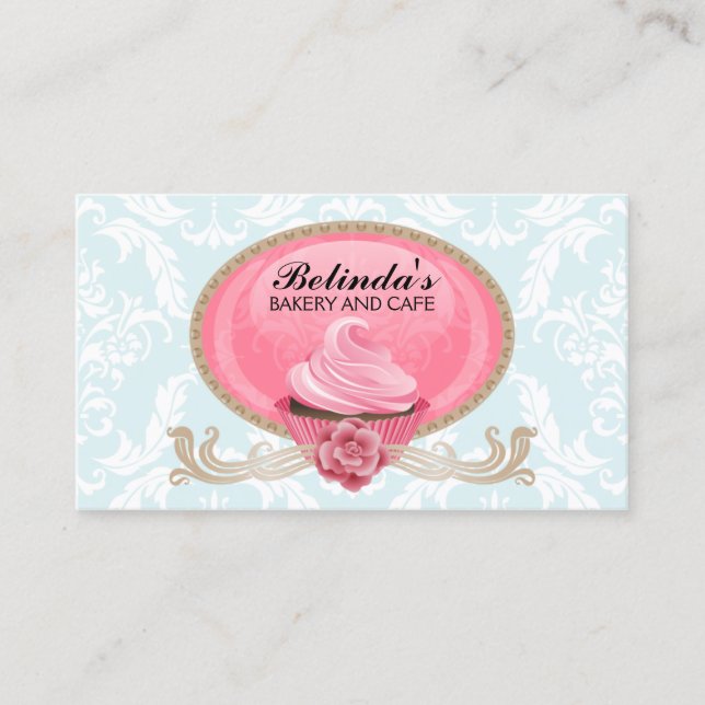 Elegant Cupcake Bakery Custom Business Card (Front)