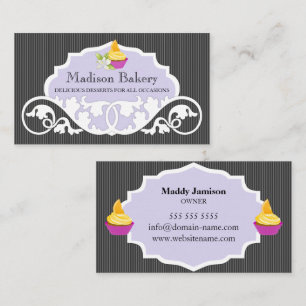 Elegant Cupcake Bakery Swirl Decoration Business Card