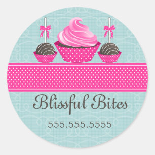 Elegant Cupcake Cake Pops Bakery Box Seals