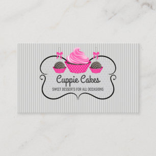Elegant Cupcake Cake Pops Baking Business Card