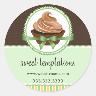 Elegant Cupcake Mint Bakery Box Packaging Seals