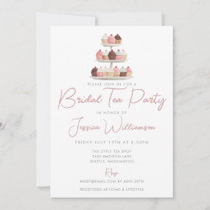 Elegant Cupcakes Watercolor Bridal Tea Party Invitation