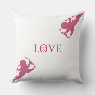 Elegant cupids in rose gold on White Cushion