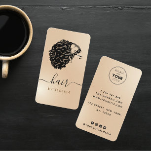 Elegant Curly Afro Hair Hairstylist Beauty Salon Business Card