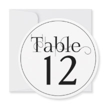 Elegant Curly Print Round Table Number Cards