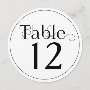 Elegant Curly Print Round Table Number Cards