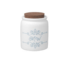 Elegant Curly Vintage Flourish Dusty Blue Monogram