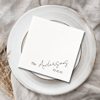 Elegant Cursive Custom Text Simple Wedding Napkin