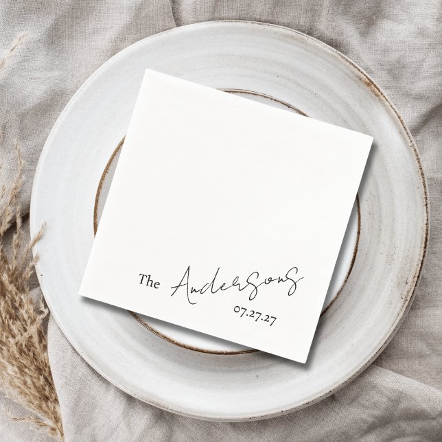 Elegant Cursive Custom Text Simple Wedding Napkin (Creator Uploaded)