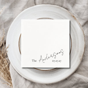Elegant Cursive Custom Text Simple Wedding Napkin