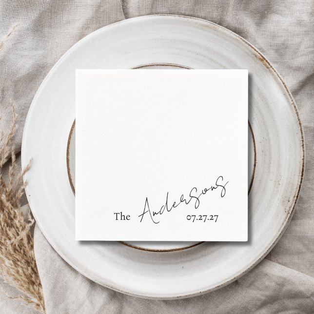 Elegant Cursive Custom Text Simple Wedding Napkin (Creator Uploaded)