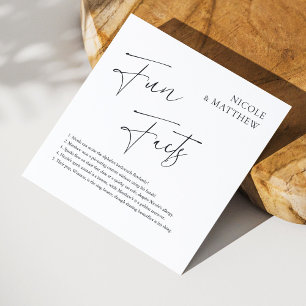 Elegant Cursive Fun Facts Personalised Wedding Napkin
