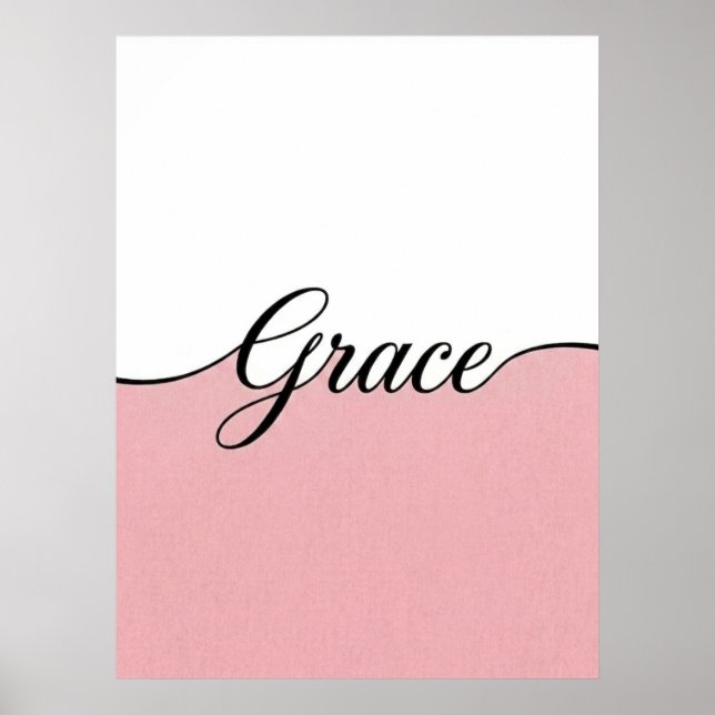 Elegant Cursive Grace Minimalist Wall Print (Front)