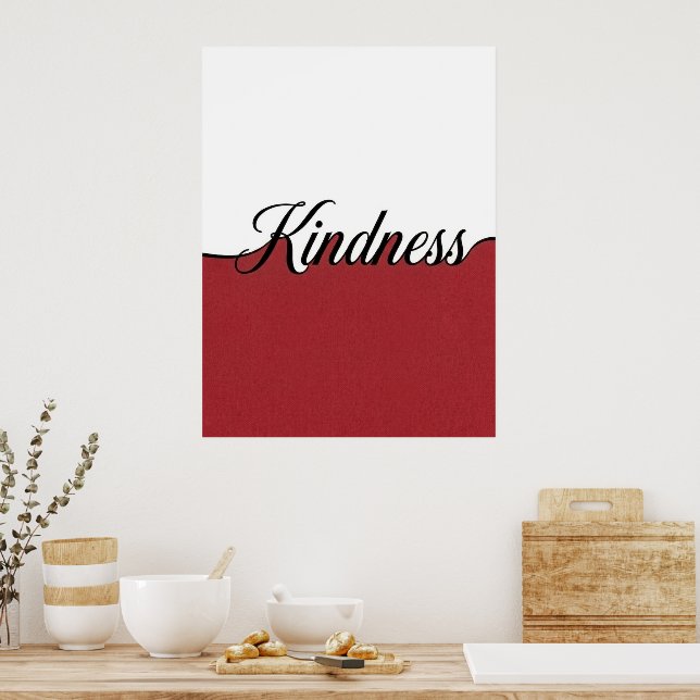 Elegant Cursive Kindness Minimalist Wall Print (Kitchen)
