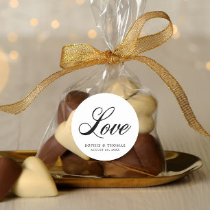 Elegant Cursive Love Wedding Classic Round Sticker