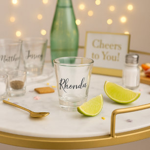 Elegant Cursive Script Shot Glass