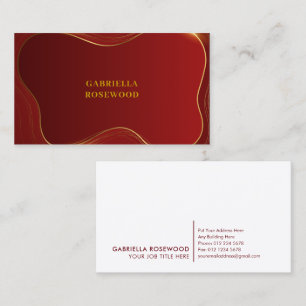 Elegant Curved Abstract Gold Red Business Card