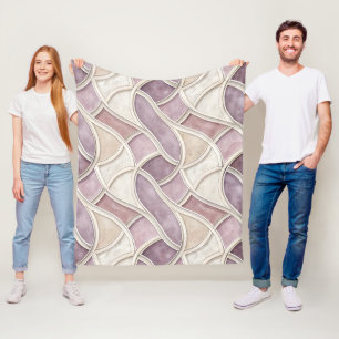 Elegant Curved in Cream and Lilac – Geometric Fleece Blanket