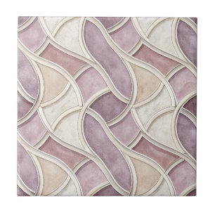 Elegant Curved in Cream and Lilac – Geometric Tile