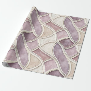 Elegant Curved in Cream and Lilac – Geometric Wrapping Paper