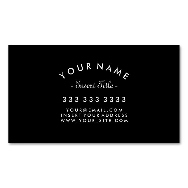 Elegant Curved Text Professional Black and White Magnetic Business Card (Front)