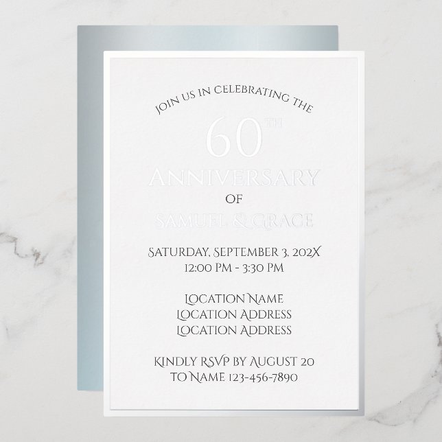 Elegant Custom 60th Wedding Anniversary Party  (Front/Back)