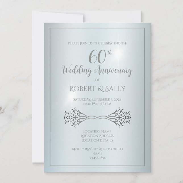 Elegant Custom 60th Wedding Anniversary Party  Invitation (Front)