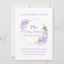 Elegant Custom 75th Birthday Lavender Floral 