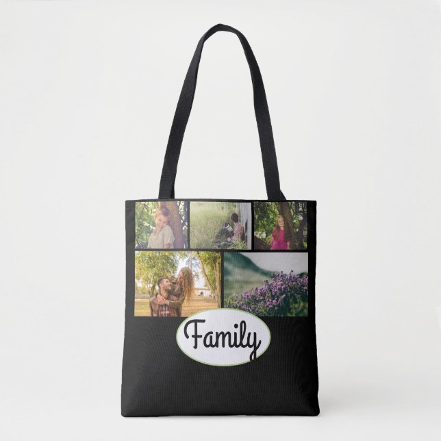 Elegant Custom Add Your Own Family Photo Collage Tote Bag (Front)