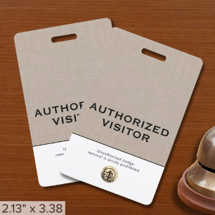 Elegant Custom Authorized Visitor Badge ID Badge
