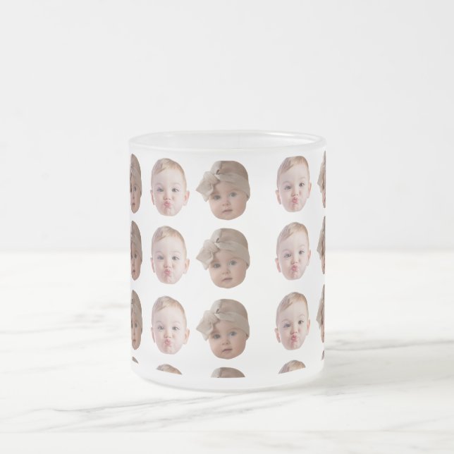 Elegant Custom Baby Face Pattern Grandpa Birthday  Frosted Glass Coffee Mug (Center)