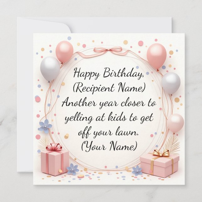 Elegant Custom Birthday Card – Personalised Name  (Front)