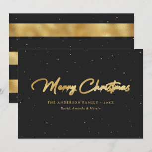 Elegant Custom Black and Gold Foil Christmas Cards