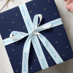 Elegant Custom Blue Name Happy Birthday Gift Wrap<br><div class="desc">Create your own custom, personalised, beautiful elegant stylish dark blue typography / script, light blue colour ribbon, in silky smooth shiny satin and ribbed textured strong durable grosgrain options. Simply type in the name / family name, to customise. You may even replace "Happy Birthday" with "Congratulations" or your own note...</div>