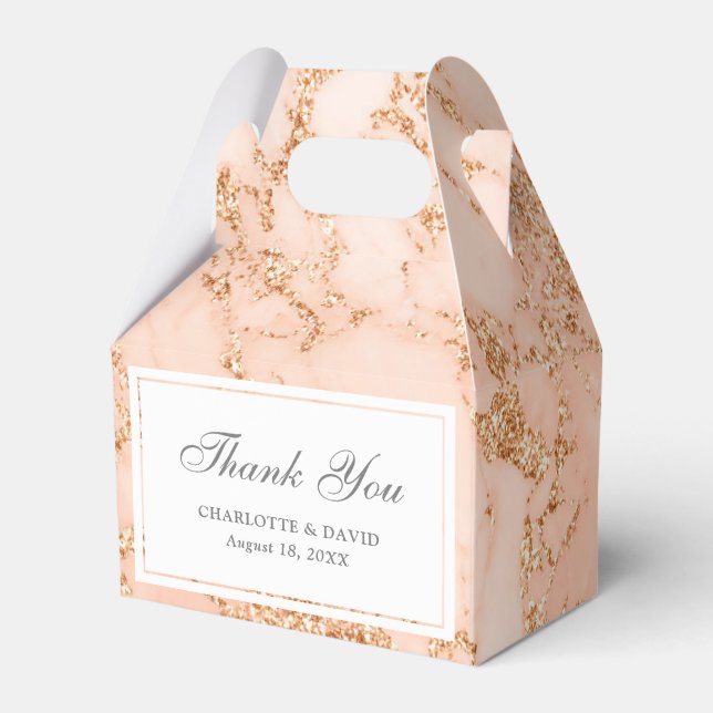 Elegant Custom Blush Pink and Gold Marble Favour Box (Front Side)