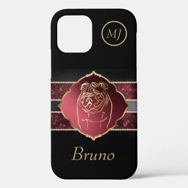 Elegant Custom Bulldog Lovers Apple iPhone 12 Case (Back)