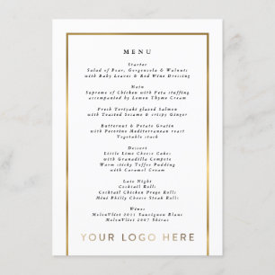 Elegant Custom Business Logo Gold Frame Menu