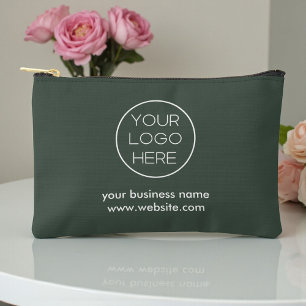 Elegant Custom Business Logo   Lunar Green Accessory Pouch