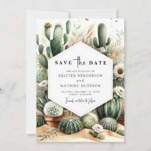 Elegant Custom Cactus Wedding Save The Date