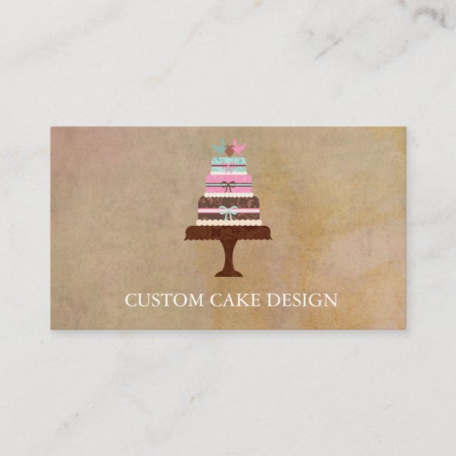 Elegant Custom Cake Design Decorating Business Car Business Card (Front)