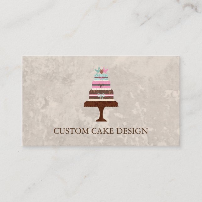 Elegant Custom Cake Design Decorating Business Car Business Card (Front)