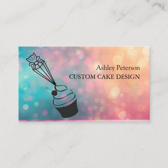 Elegant Custom Cake Design Decorating Business Card (Front)