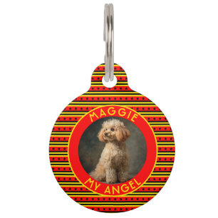 Elegant Custom Cat Lover Present Stripes Print Pet Tag