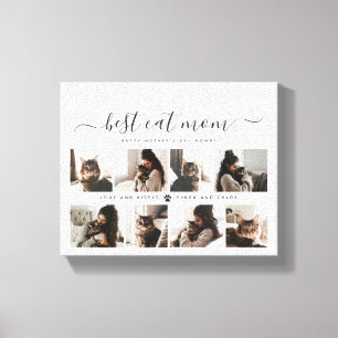 Elegant Custom Cat Mum Photo Collage Mothers Day Canvas Print