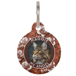 Elegant Custom Cat Owner Gift Gardenias Print Pet Tag