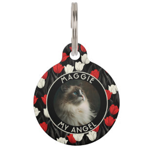 Elegant Custom Cat Owner Gift Tulip Flower Pet Tag