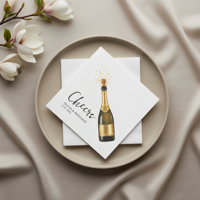 Elegant Custom Champagne Wedding Napkins with Name (Elegant wedding napkins personalized with the couple’s names)