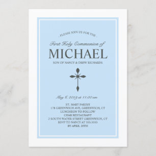Elegant Custom Colour Communion Invitation Blue