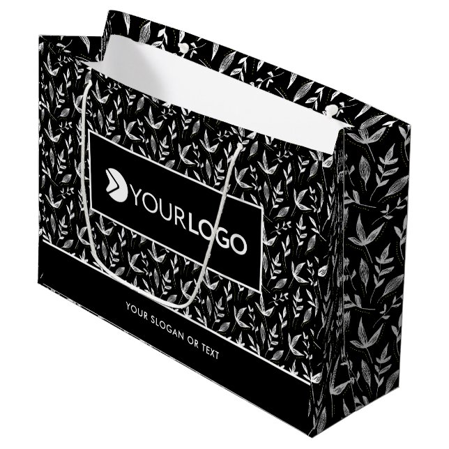 Elegant Custom Company Logo Business Black Large Gift Bag (Front Angled)