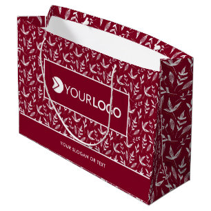 Elegant Custom Company Logo Business Burgundy Large Gift Bag